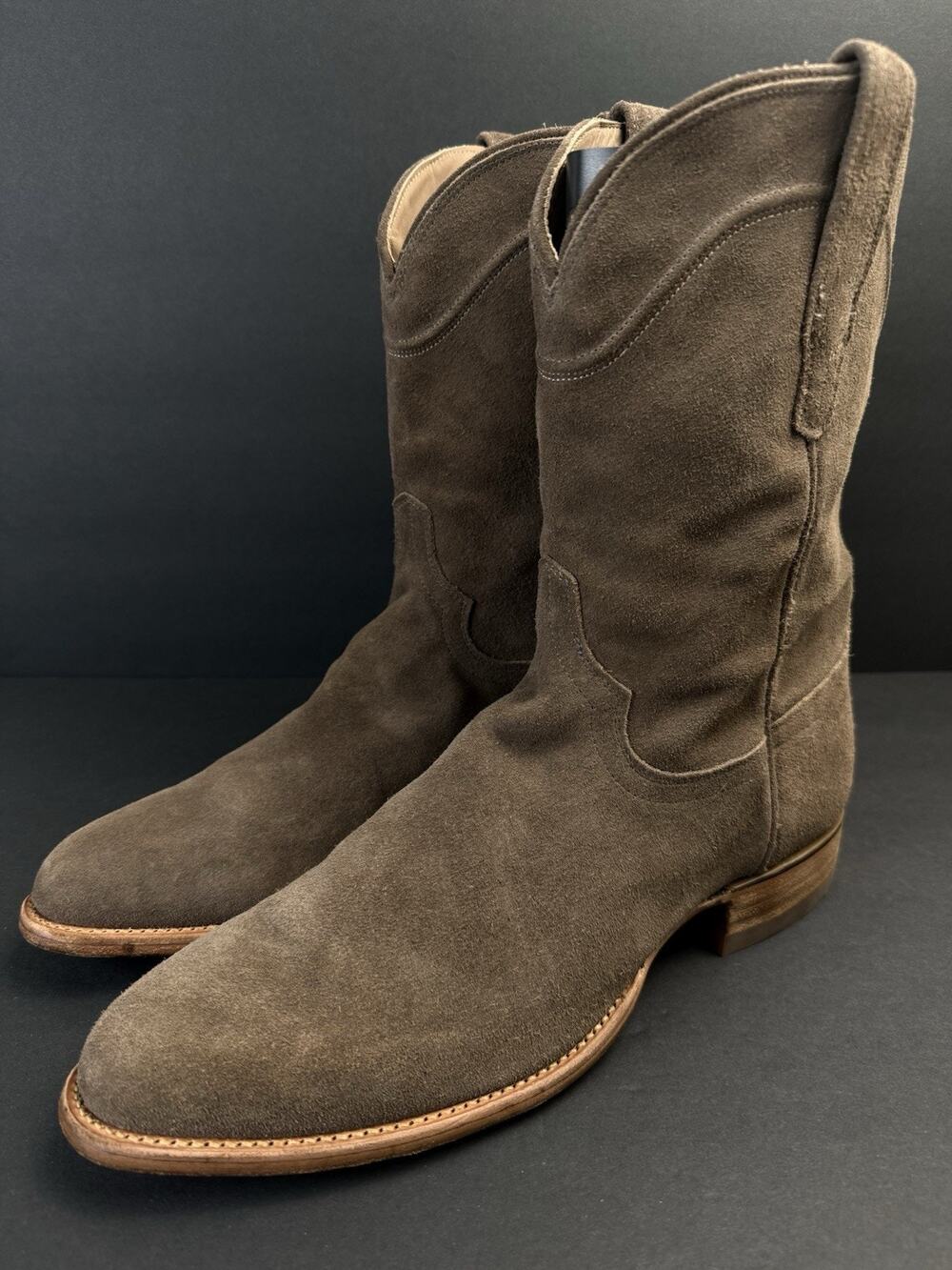TECOVAS Shane 1009 Coffee Brown Suede Men’s 12 D Cowboy Western Roper Boots